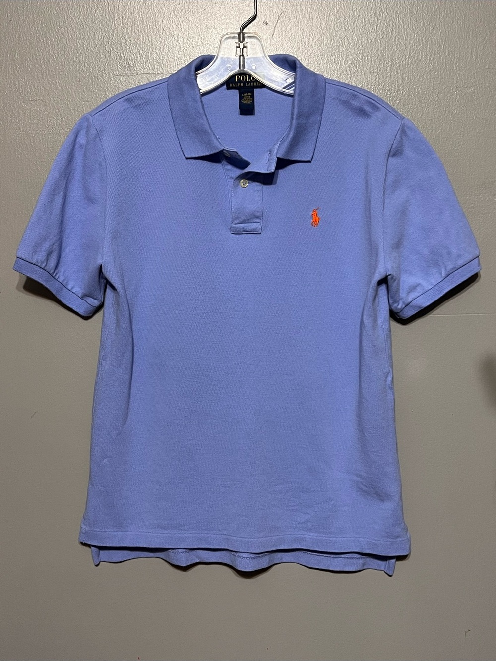 Polo Ralph Lauren Classic Fit Polo Shirt Boy’s 14-16 Light Blue Orange Pony Logo